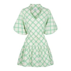 SWF Anthropologie Mini Collar Dress Green White sz L large